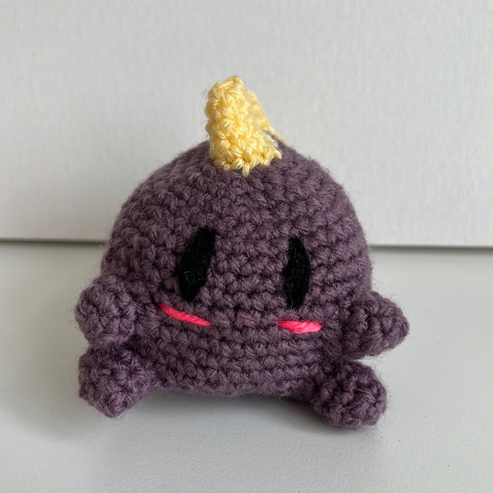 amigurumi crochet purple yellow dinosaur stuffed animal | handmade